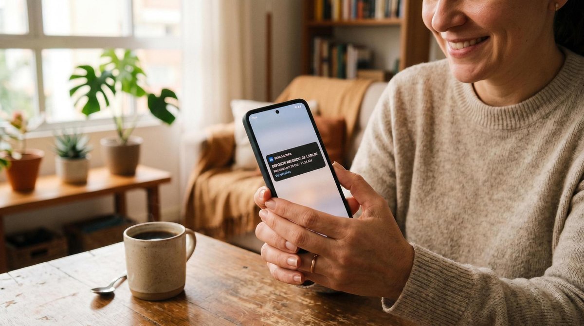 Pessoa consultando o status da restituição do imposto de renda no celular com atenção ao calendário de lotes